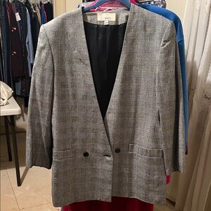 Casey Gray, Black and White Plaid Women's Blazer